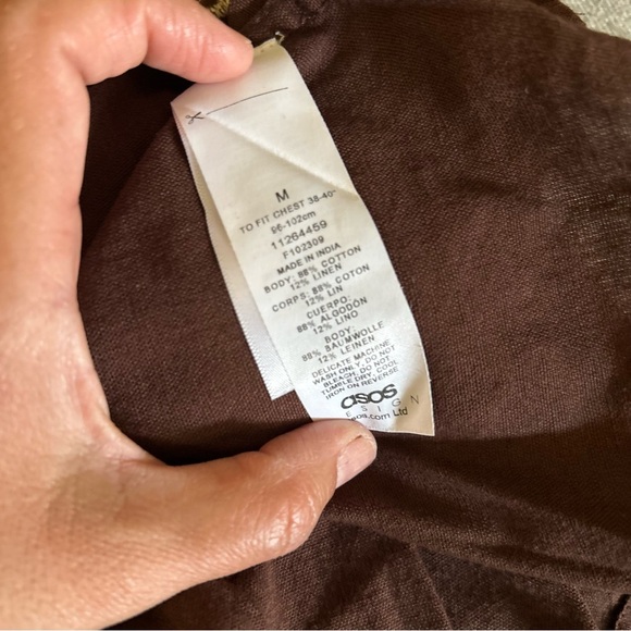 ASOS | Brown Casual Button Down Shirt with Aztec  Embroidery Design - Picture 6 of 9